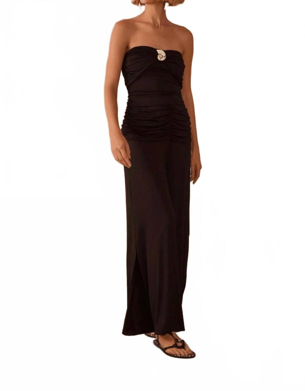 NEW DRESS TO shell detail strapless top in black